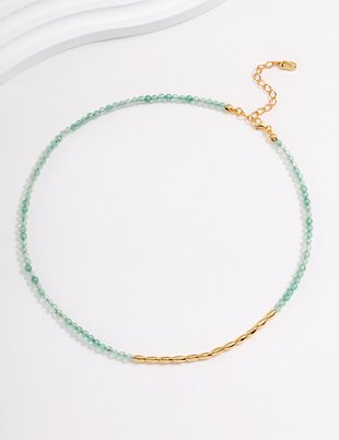Sterling Silver Green Strawberry Quartz Necklace