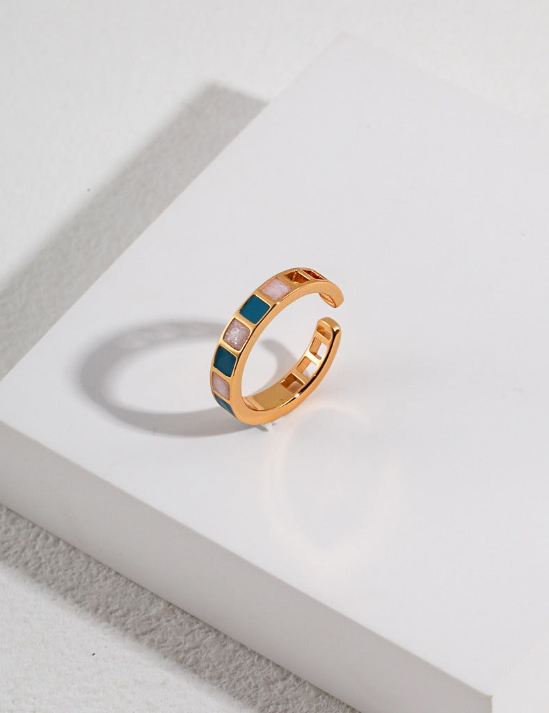 Morandi color square glaze drip ring