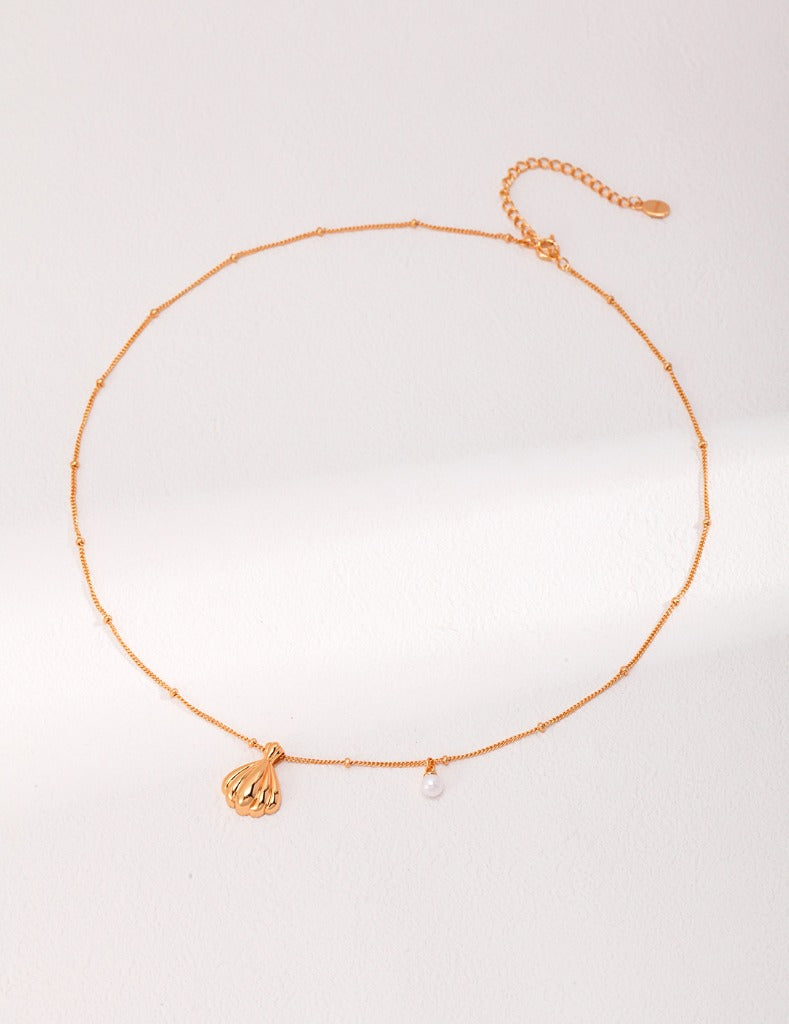 Sterling Silver Shell Pearl Necklace