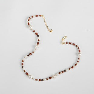 Natural Baroque Pearl Crystal Beaded Necklace
