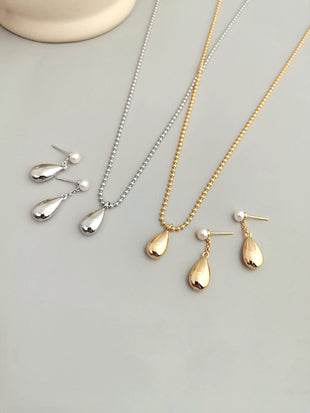 Sterling Silver Teardrop Earrings and Necklace Set