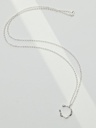 Lava series plain silver long necklace