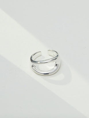 Lava series, plain silver open adjustable ring