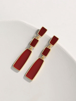 Chinese Red Drop Uranium Earrings