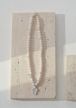 Mirror Series Silver Pearl Necklace