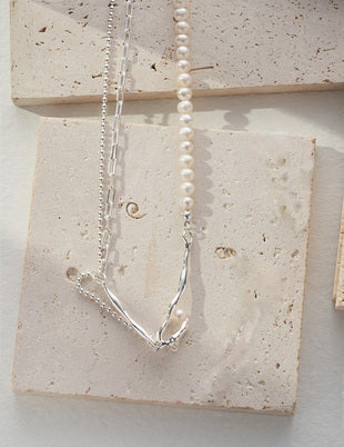 Dead Nest Series Sterling Silver Pearl Necklace