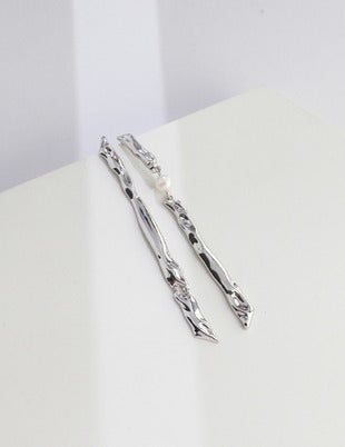 Sterling silver AB asymmetric earrings