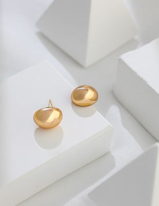 Sterling silver small gold bean earrings