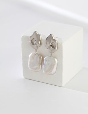 Sterling Silver Baroque Pearl Earrings