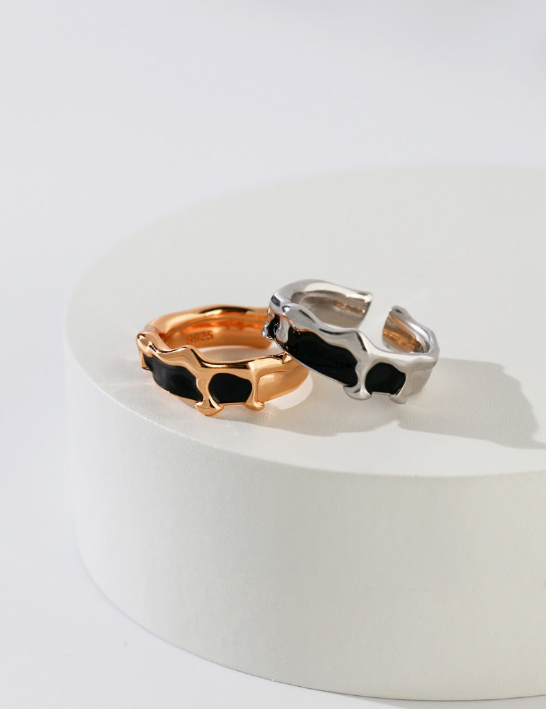 Sterling silver glaze couple rings