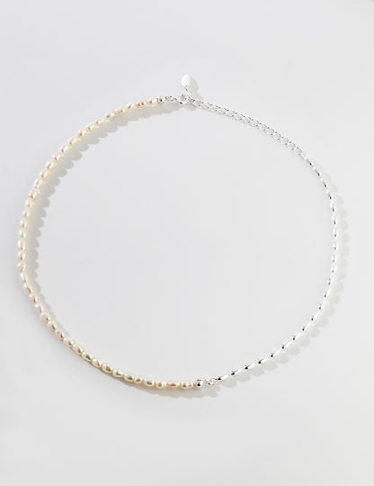 Sterling Silver Rice Pearl Necklace