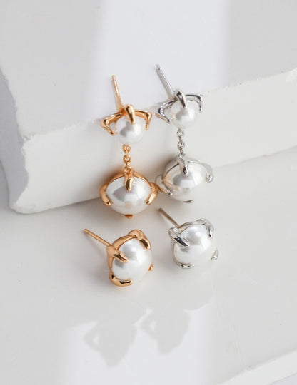 Sterling silver AB shell pearl earrings