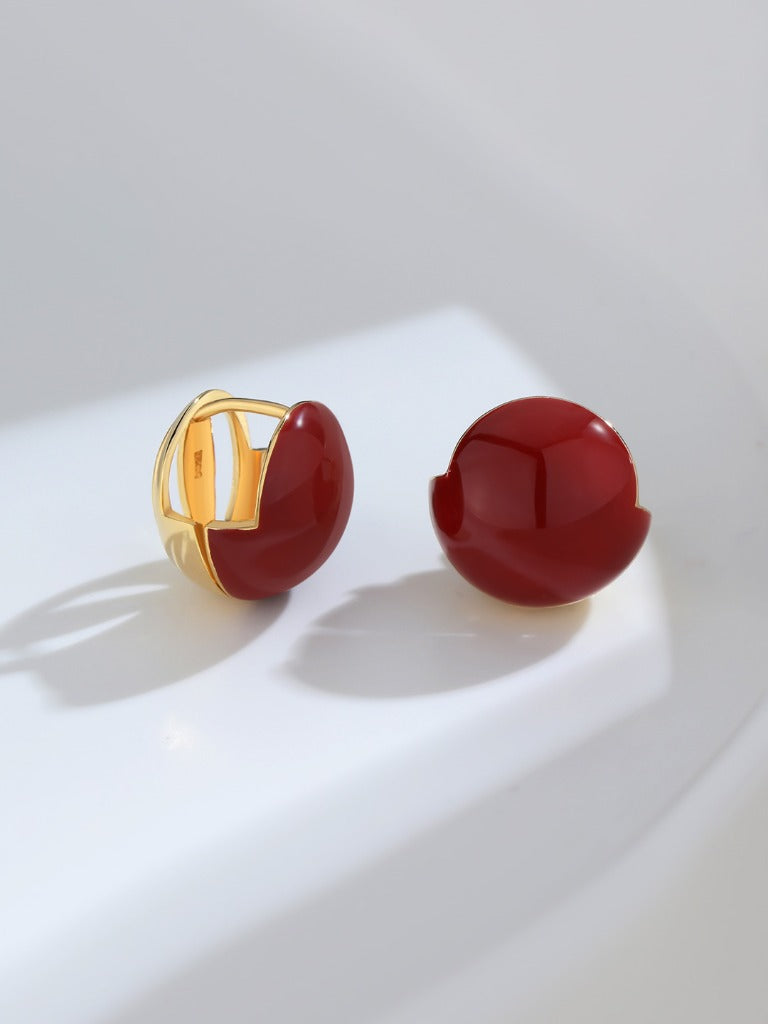 Chinese red glaze drip earrings