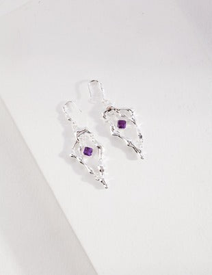 Sterling silver amethyst earrings (certificate not included)