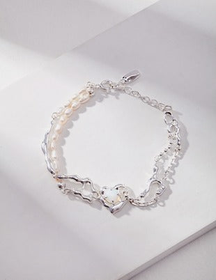 Sterling silver opal pearl bracelet (certificate not included)