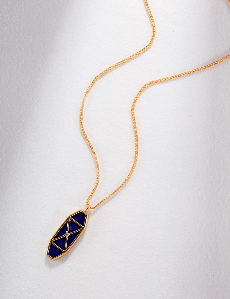 Sterling silver natural lapis lazuli necklace (without certificate)