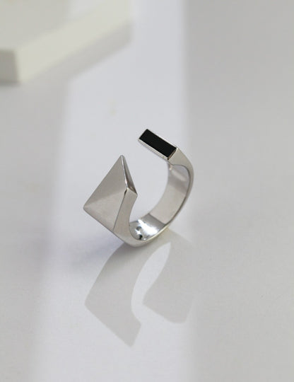 Sterling silver drip enamel ring