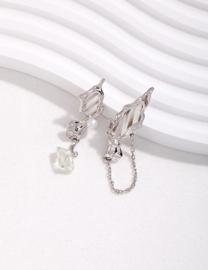 Sterling silver AB asymmetric earrings