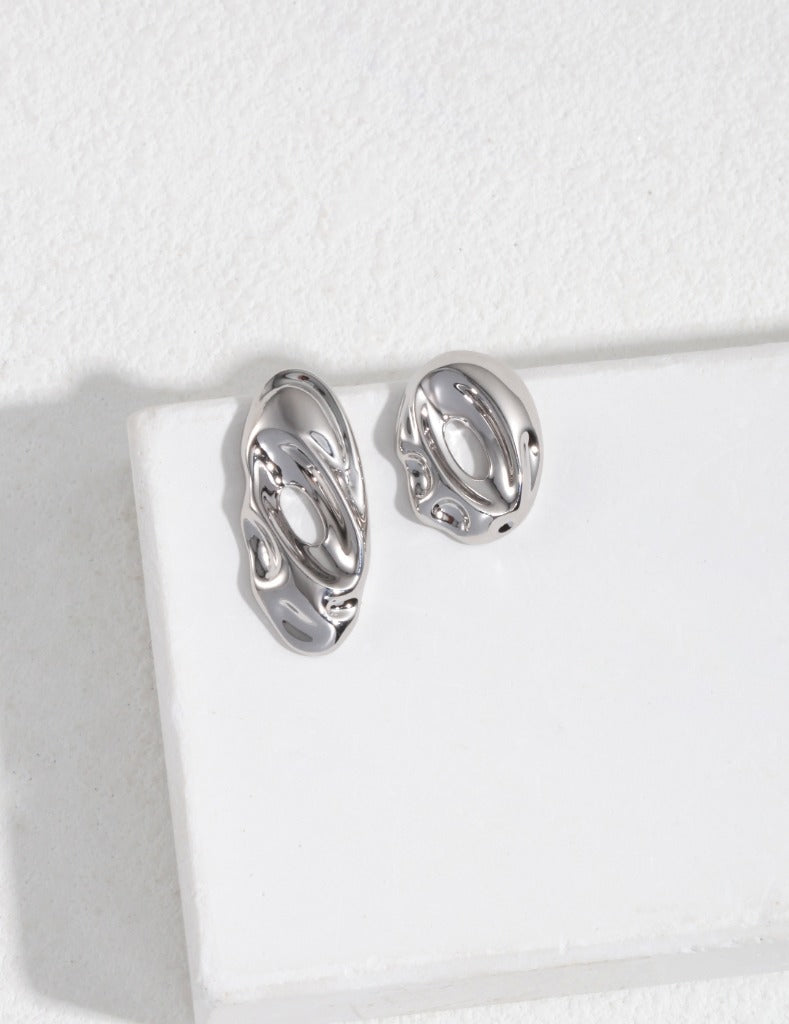 Sterling silver AB asymmetric earrings