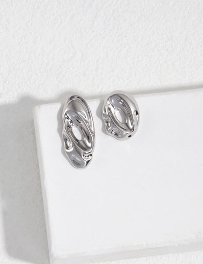 Sterling silver AB asymmetric earrings