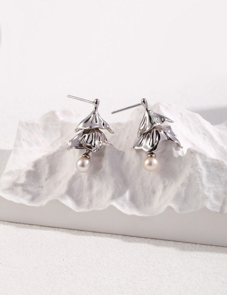 "Dance" jewelry design sterling silver pearl earrings