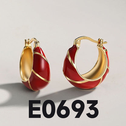 Chinese red glaze drip earrings