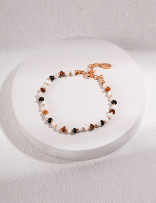 Sterling silver tiger eye stone bracelet (certificate not included)