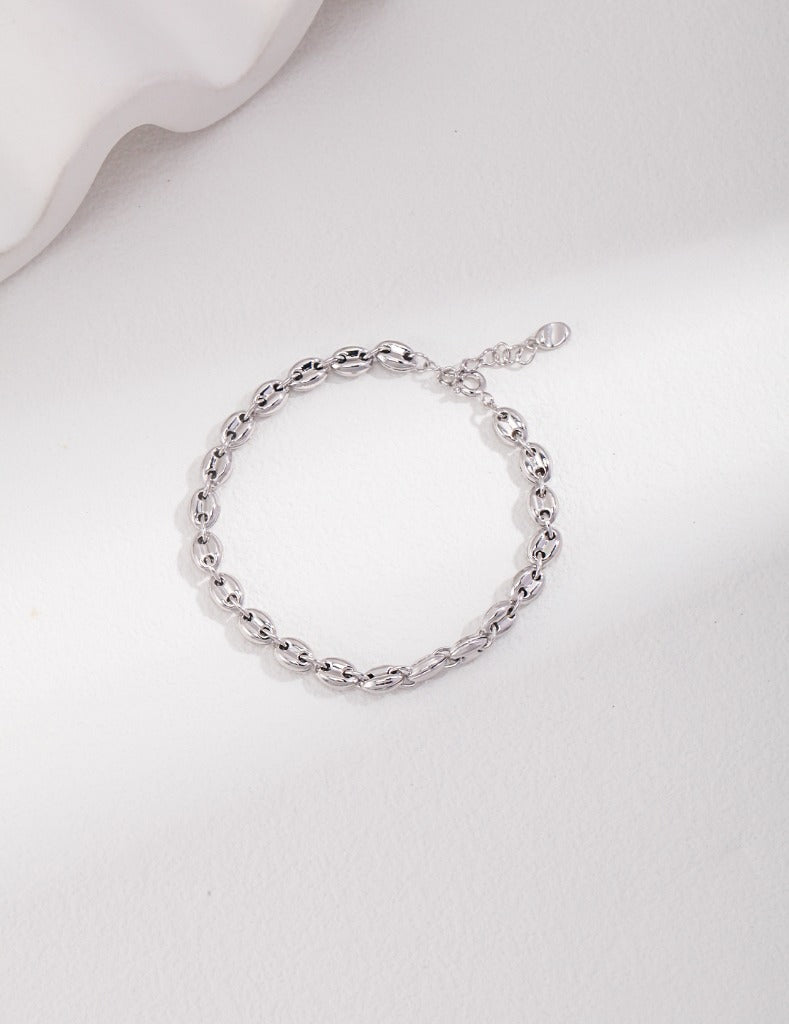 Sterling silver simple bracelet, plain silver design, heavy workmanship and versatile