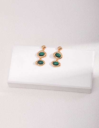 Sterling silver malachite earrings (certificate not included)