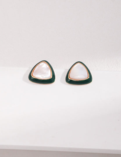 Sterling silver mother-of-pearl green glaze drop earrings