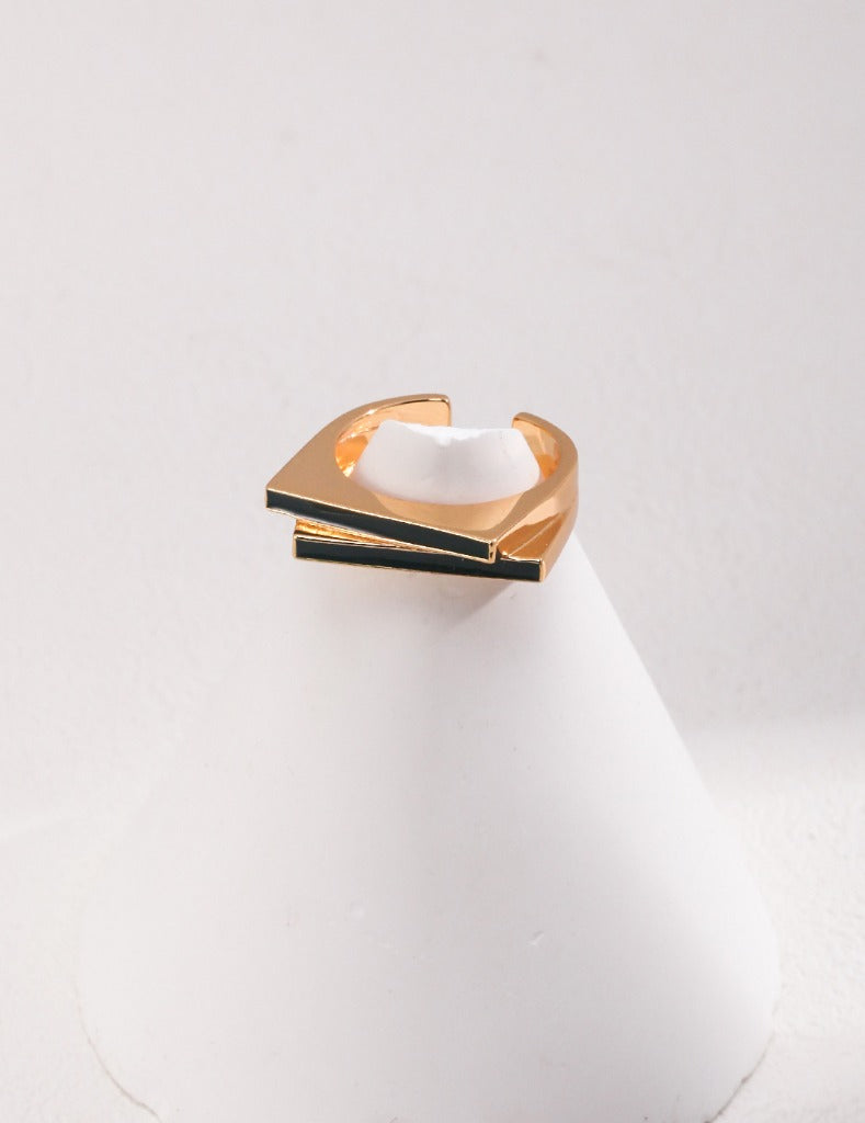 Sterling silver drip enamel ring