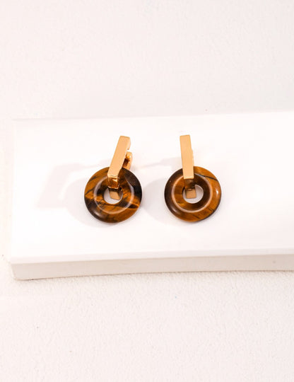 Natural Tiger Eye Earrings