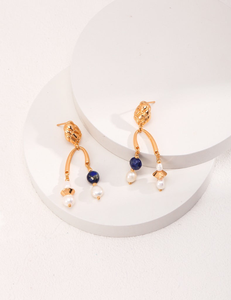 Sterling silver lapis lazuli pearl earrings