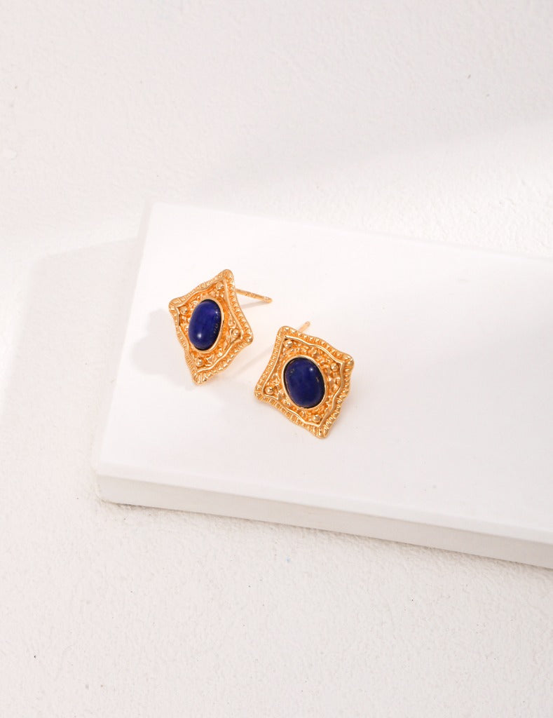 Sterling Silver Lapis Lazuli/Red Agate Earrings