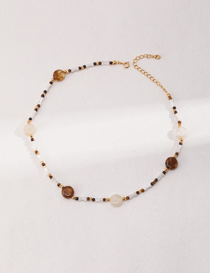 Sterling Silver Tiger Eye Shell Necklace