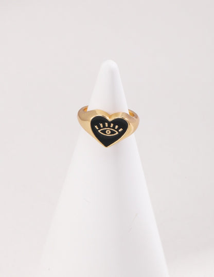 Sterling Silver Enamel Drop Simple Ring