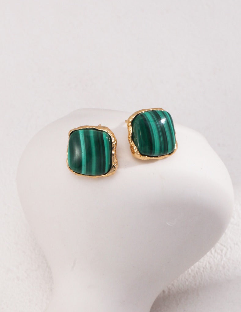 Sterling Silver Malachite Earrings