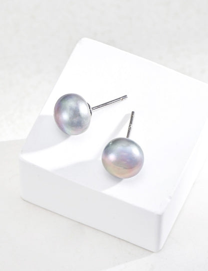 Sterling silver pearl earrings (large and small)