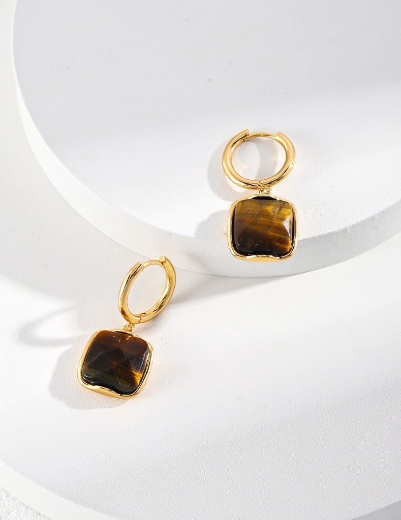 Sterling silver tiger eye earrings