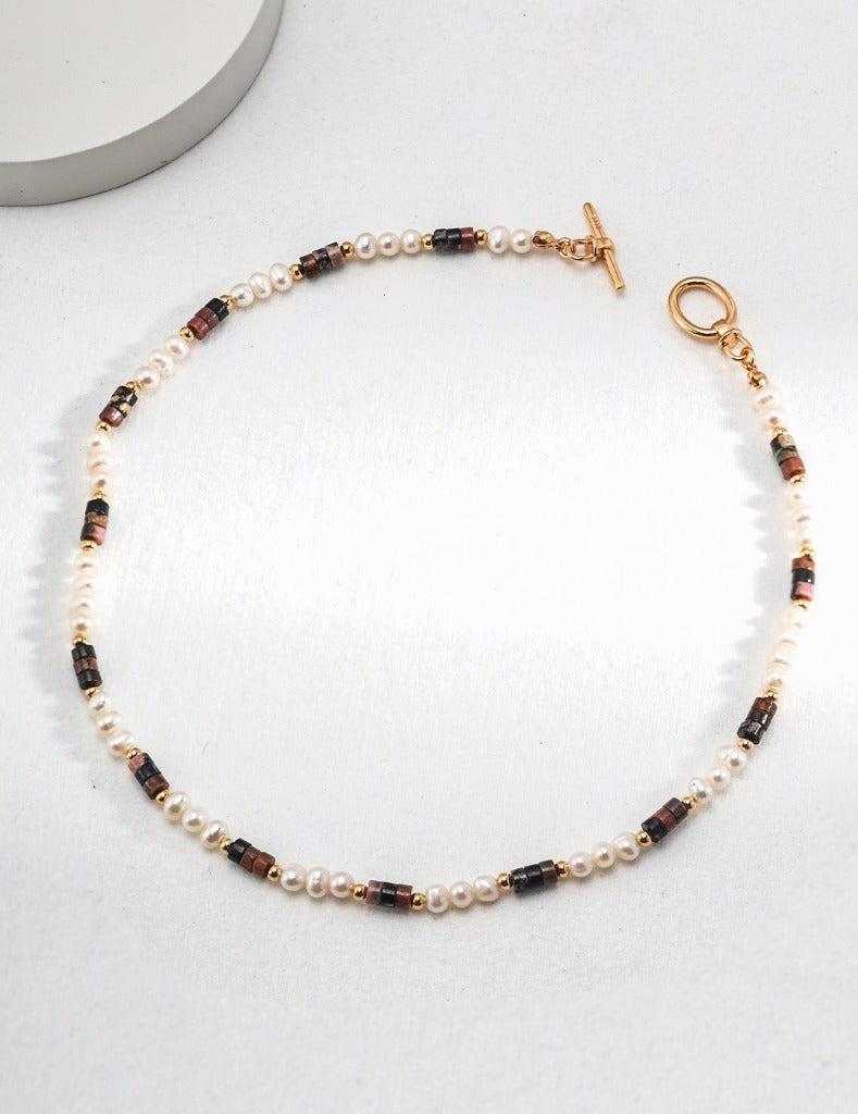 Sterling Silver Tiger Eye Pearl Necklace