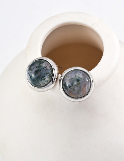 Water Grass Agate Sterling Silver Earrings