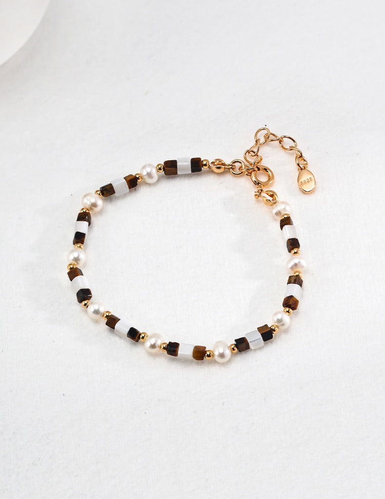 Sterling silver tiger eye stone bracelet