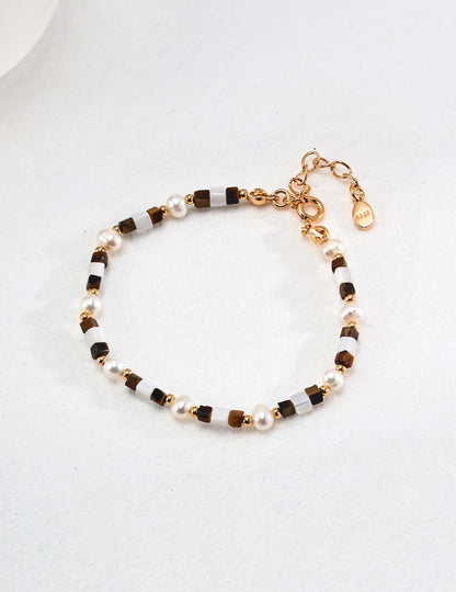 Sterling silver tiger eye stone bracelet