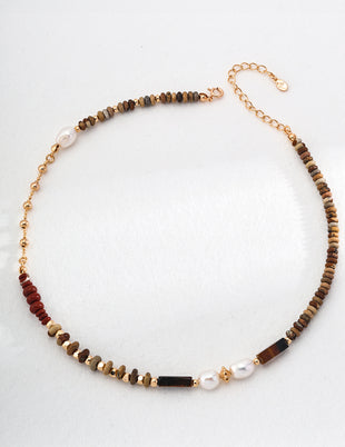 Sterling Silver Vintage Tiger Eye Necklace