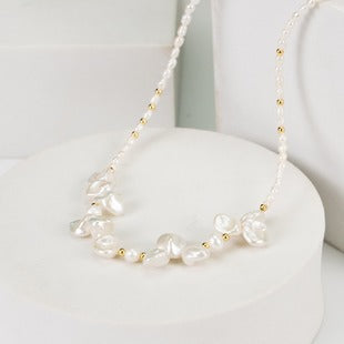 Morning Dew Dream Natural Baroque Stone Pearl Necklace