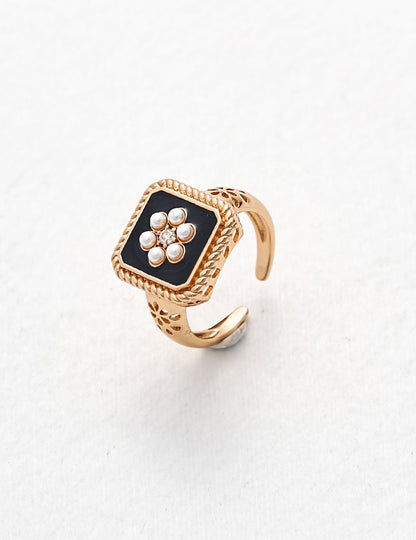 Sterling Silver Zirconia Imitation Pearl Ring